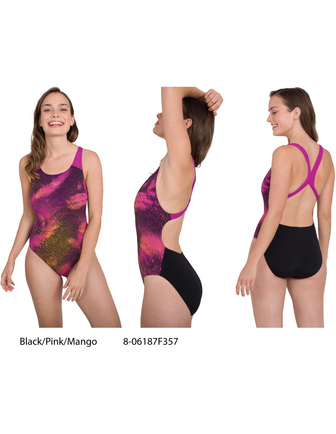 Speedo Digital Placement Powerback Womens Swimsuit - Black – Start