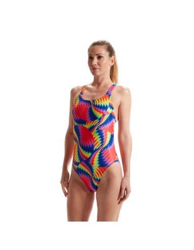 Speedo Woman's One Piece Allover Digital LBK Swimsuit front-back