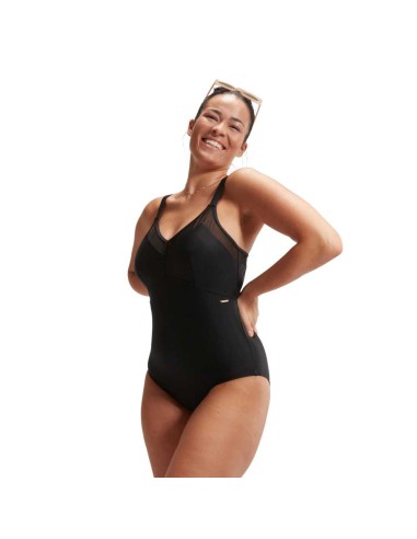 Speedo Woman's One Piece Print Shaping Swimsuit front-back