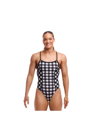 Funkita Check Dek One Piece Woman Swimsuit fronte-retro